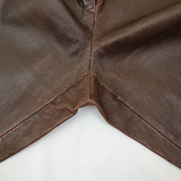 St. John High Rise Bootcut Brown Leather Pants 10 Western Cowgirl - Picture 6 of 15